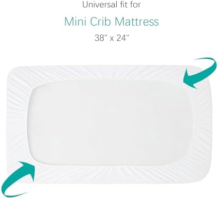 Mini Crib Mattress Protector 2 Pack Mini Crib Sheets Waterproof Pad Cover - Image 5
