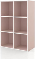 Homes: Inside + Out Apexa 6-Cube Storage Organizer Shelves, Stackable Wood by HOMESInsideOut