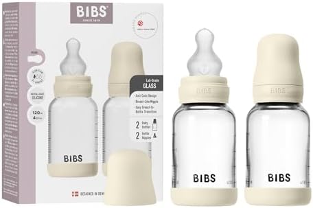 BIBS Glass Baby Bottle, 120 ml, Silicone Nipple by BIBS