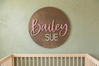 Custom Round Nursery Name Sign, Personalized 3D Baby Name Announcement Sign - Image 2