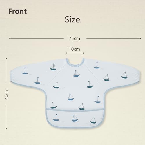 Susurration Baby Long Sleeve Bib Waterproof Sleeved Bib Smock - Image 4