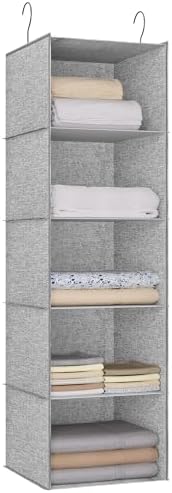 Hanging Closet Organizer 5-Shelf, Oxford Linen Wardrobe Storage by DonYeco
