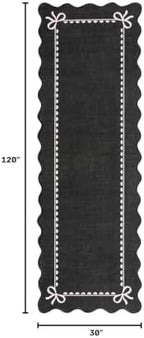 GarveeHome Scalloped Hallway Runner Rug 2.5x10 Non Slip Black Pink Rugs - Image 2