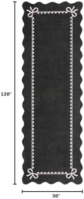 GarveeHome Scalloped Hallway Runner Rug 2.5x10 Non Slip Black Pink Rugs - Image 2