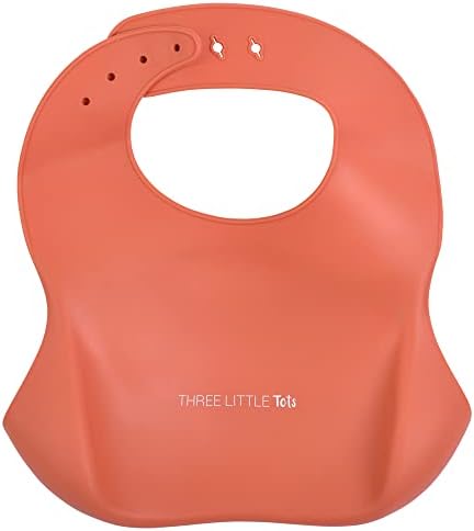 Three Little Tots Modern Silicone Baby Bib – Adjustable Fit Waterproof Catch - Image 2