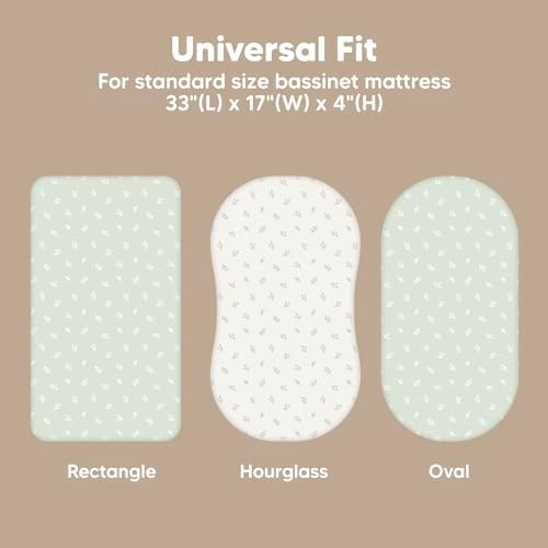 2-Pack Baby Bassinet Sheets Girl, 33x17 Bedside Sheets - Image 3