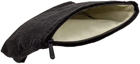 Flat Makeup Bag for Women, Zipper Cosmetic Pouch for Purse, Corduroy Black - Image 3