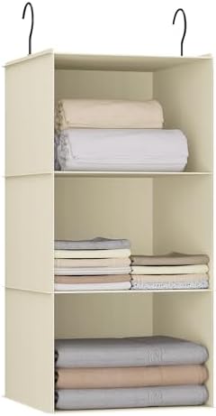 Hanging Closet Organizer 3-Shelf, Oxford Fabric Wardrobe Storage by DonYeco