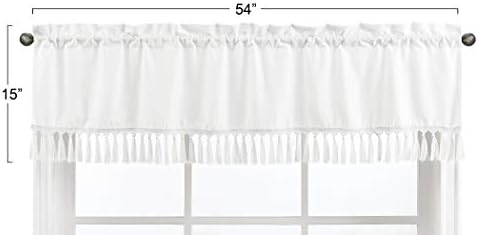 Sweet Jojo Designs White Boho Bohemian Window Treatment Valance - Image 3