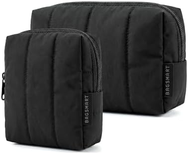 BAGSMART Puffy Padded Travel Makeup Bag Duo Large & Small by BAGSMART