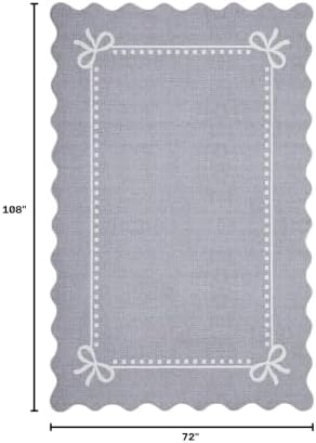 Garvee Scalloped Bow Rug for Living Room Washable Solid Grey 6x9 Area Rugs - Image 2