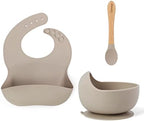 Ginbear Suction Baby Bowl Silicone Bib Spoon Set 6 M+ by Ginbear