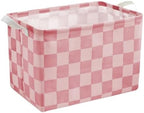 Ohocut Pink Coral Checkered Canvas Basket, Rectangular Organizing Decorative by Ohocut