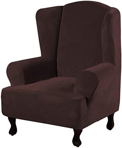 H.VERSAILTEX Wingback Chair Covers Velvet Plush Wing Chair Slipcover 1 Piece by HVERSAILTEX