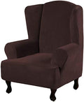 H.VERSAILTEX Wingback Chair Covers Velvet Plush Wing Chair Slipcover 1 Piece by HVERSAILTEX