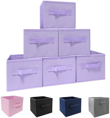 EBIGIC purple storage bins 9.0"x7.5"x7.5", Mini Storage Box Fabirc Foldable by EBIGIC