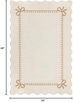 Garvee Scalloped Bow Rug Beige Washable Solid 3x5 Area Rugs - Image 2
