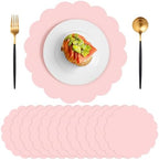 120 Pcs Light Pink Paper Placemats, 13.5 Inch Disposable Scalloped Placemat by NatNarr