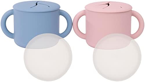 WeeSprout Snack Containers, Food Grade Silicone Cups, Spill-Proof Tops by WeeSprout