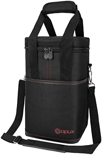 opux Insulated Wine Cooler Bag, Leakproof 4 Bottle Wine Tote Carrier by OPUX