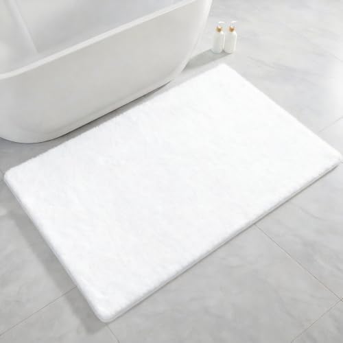 Polyester Bathroom Rug 36"x60" White, Large Soft Shaggy Bath Mat by Kildoss