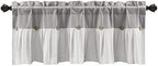 Lush Decor Linen Button Farmhouse Valance Curtians 84"W x 18"L Gray & Off White - Image 7