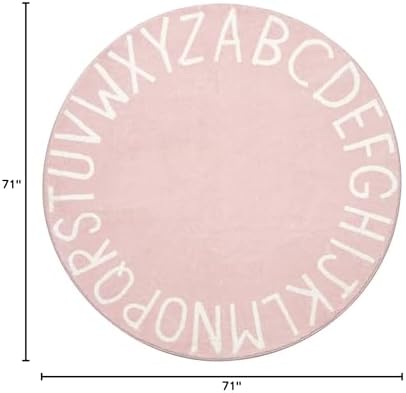 Topotdor Round ABC Area Rug, 71 Inch Soft Floor Carpet - Image 3