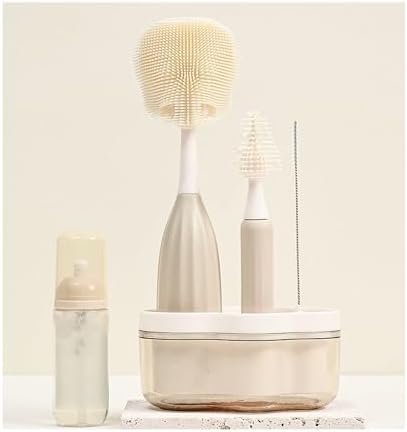 Baby Bottle Brush Kit with Push-Press Bubble and Drying Rack by biqin