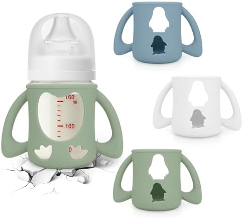 BUSOHA 3 Pack Silicone Sleeves for Pigeon 5oz Glass Baby Bottle by BUSOHA