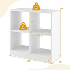 Costzon Toy Organizers and Storage, Wooden White 4-Cube Kids Bookcase - Image 3