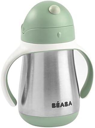 Beaba Stainless Steel Straw Sippy Cup, Insulated Toddler Cups Spill Proof - Image 3
