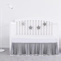 Crib Skirt with Pompoms Grey, Fits Standard Crib by Bilobanbabybedding