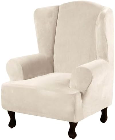 H.VERSAILTEX Wingback Chair Covers Velvet Plush Wing Chair Slipcover 1 Piece by HVERSAILTEX