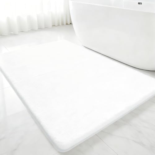 Polyester Bathroom Rug 40"x60" White, Large Soft Shaggy Bath Mat by Kildoss