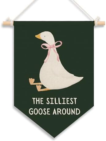 KDHTY Dark Green Goose Nursery Canvas Hanging Pennant Flag Banner, Funny the by Unknown