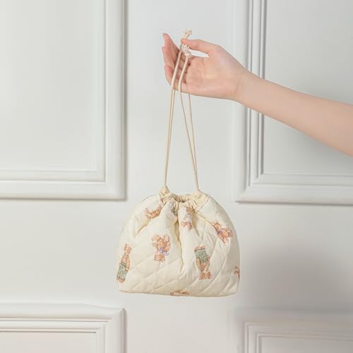uekeboag 2Pcs Quilted Cotton Makeup Bag and Drawstring Bag - Image 5