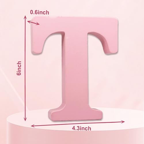 AOCEAN 6 Inch Pink Wood Letters Unfinished Wooden Letters - Image 2