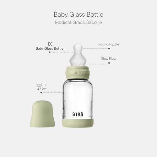BIBS Glass Baby Bottle, 120 ml, Silicone Nipple - Image 2