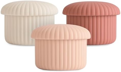 mushie Silicone Baby Food Containers | 4 oz, 3 Pack Set | Reusable Storage Jars by mushie