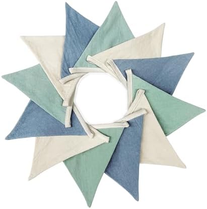 2 Sets of Blue Green Party Decorations 24Pcs Green Blue Fabric Linen Pennant - Image 4
