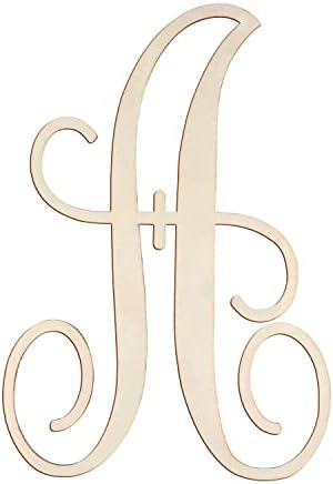 Cursive Wooden Letters A for Wall Decor Large Wood Monogram Letters 14 Inch by Focal20Craft