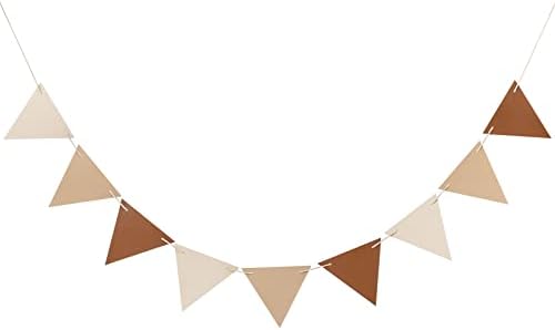 6 Feet Boho Pennant Banner Triangle Flag Vegan Leather Bunting Brown Nursery by Unidemo