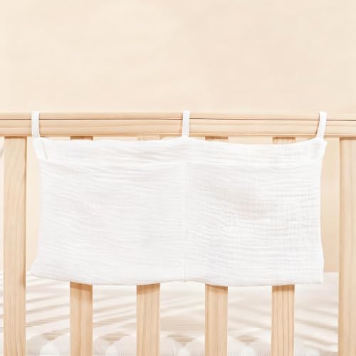 Baby Bedside Hanging Storage Bag Muslin Cotton, Crib Diaper Caddy Organizer 2 - Image 2