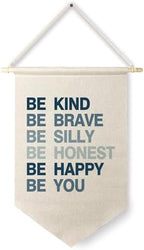 Qpenm Be Kind Be Brave Inspirational Boy Hanging Wall Canvas Banner by ColorfulLifeStartingwithYourCuteTowel