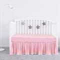 Crib Skirt with Pompoms Pink, Fits Standard Crib by Bilobanbabybedding