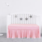 Crib Skirt with Pompoms Pink, Fits Standard Crib by Bilobanbabybedding