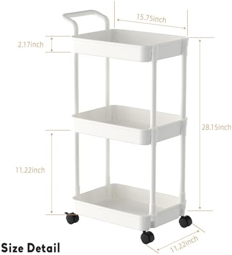Volnamal Diaper Caddy, 3 Tier Rolling Cart - Image 2