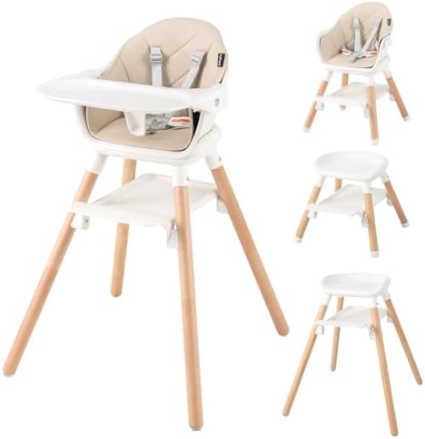 BABY JOY High Chair, 6 in 1 Convertible Wooden Highchair by BABYJOY