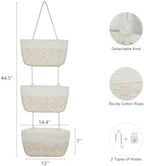 TeoKJ Over the Door Hanging Basket, 3-Tier Woven Cotton Wall-Mounted Storage - Image 5