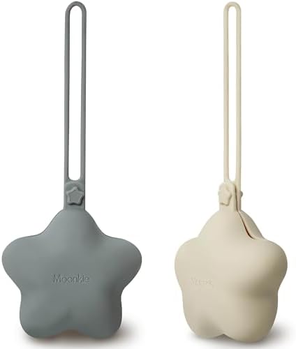 Moonkie Silicone Pacifier Holder Case: Cute Portable Pacifier Case, 2 Pack by Moonkie